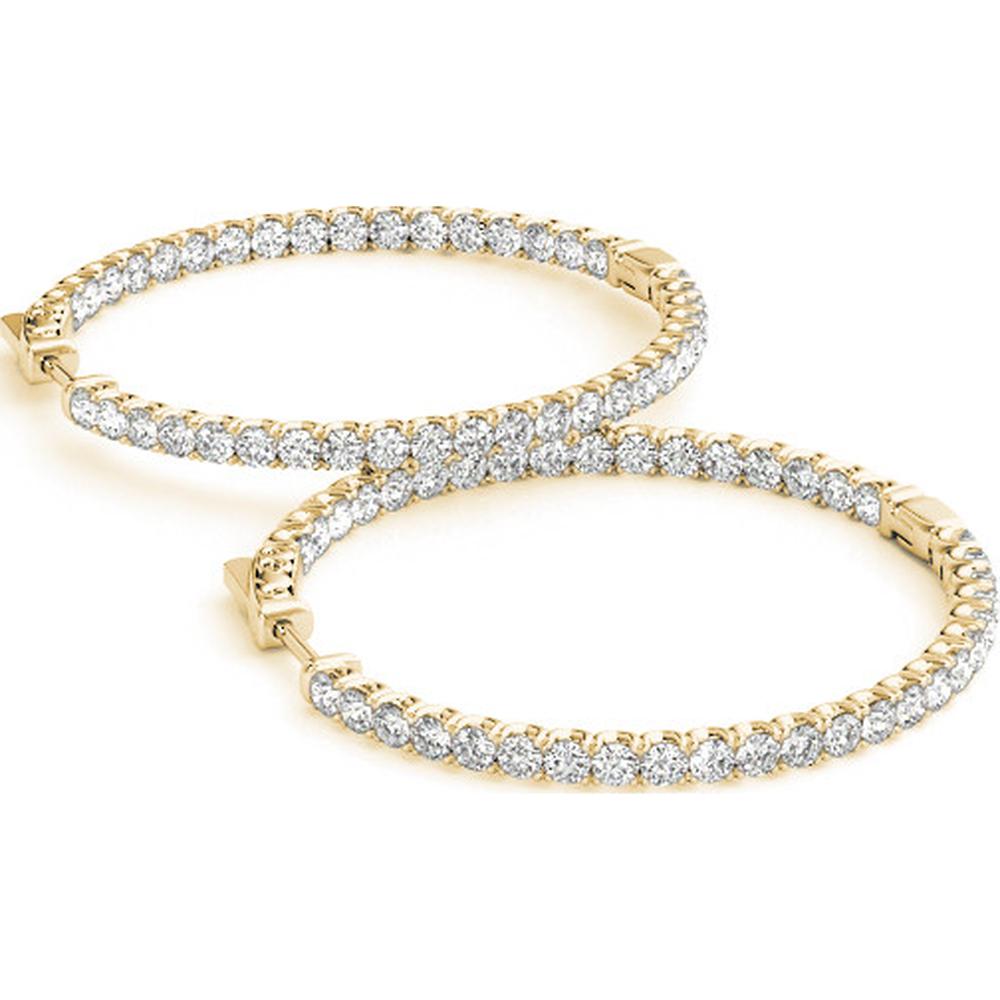 14K Yellow Gold 2.7 Carat Total Weight Lab Diamond One-Inch Hoop Earrings by Robinson's Jewelers