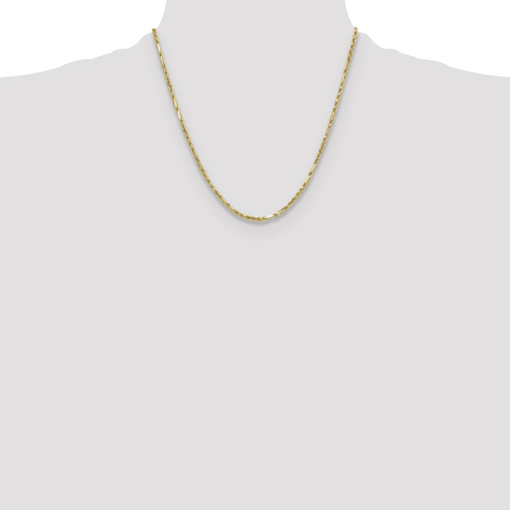 14K Yellow Gold 2.75mm Diamond-Cut Milano Rope Chain Necklace - 20 Inches by Oro Pregiato
