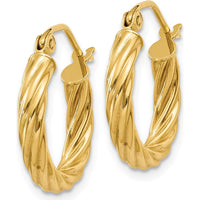 14K Yellow Gold 2.75mm Polished Twisted Hoop Earrings - 10mm Length by 0