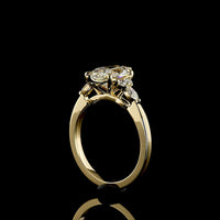 14K Yellow Gold 2.77 Carat Marquise Cut Lab Diamond Ring with Marquise and Round Side Stones - F VS2 Center - Covaloro Fine Jewelry