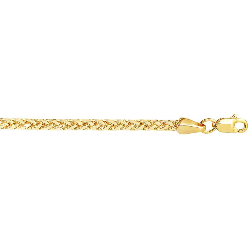 14K Yellow Gold 2.7mm Diamond Cut Lite Round Wheat Chain Necklace - 20" by Orozza Fine Jewelry