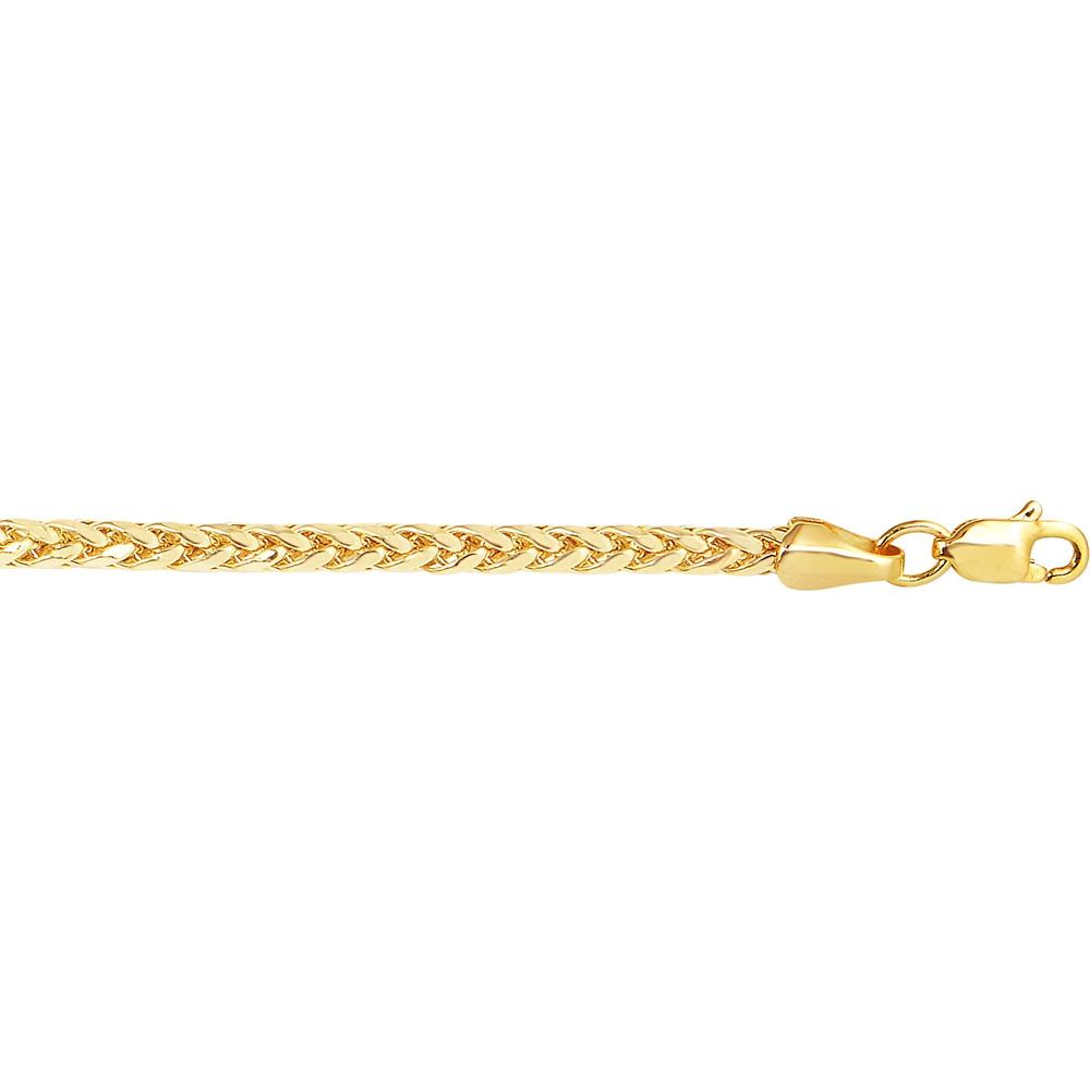 14K Yellow Gold 2.7mm Diamond-Cut Lite Round Wheat Chain Necklace - 24" by Orozza Fine Jewelry