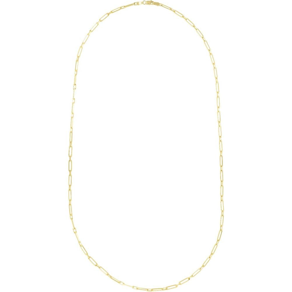 14K Yellow Gold 2.8mm Alternating Paperclip Link Chain Bracelet with Lobster Lock - 10" by Orozza Fine Jewelry
