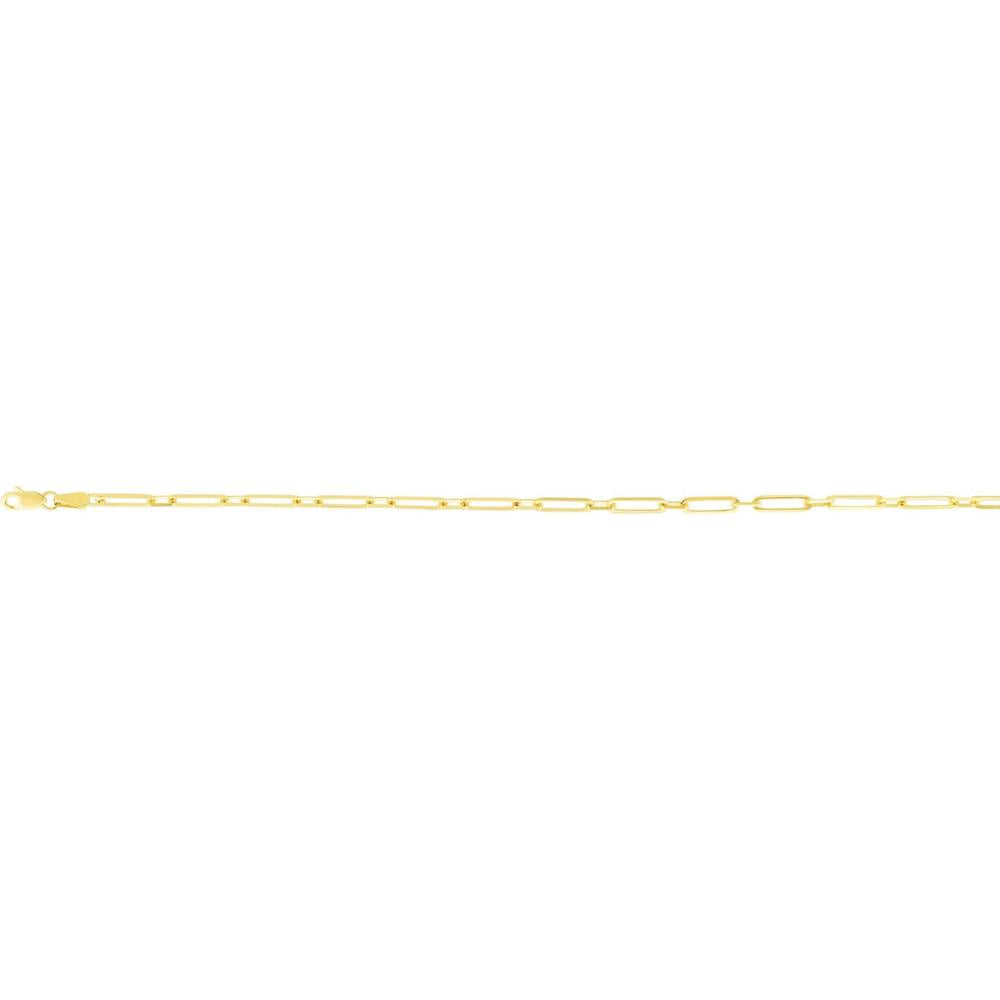 14K Yellow Gold 2.8mm Alternating Paperclip Link Chain Bracelet with Lobster Lock - 10" by Orozza Fine Jewelry