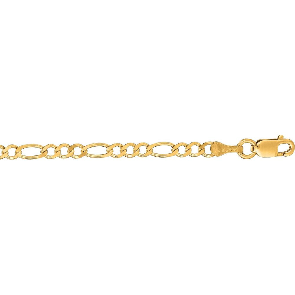 14K Yellow Gold 2.8mm Figaro Chain Necklace with Diamond-Cut Finish - 10" by Orozza Fine Jewelry