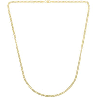 14K Yellow Gold 2.8mm Light Gourmette Chain Necklace - 20" Polished Baby Cuban Link with Lobster Clasp by Orozza Fine Jewelry