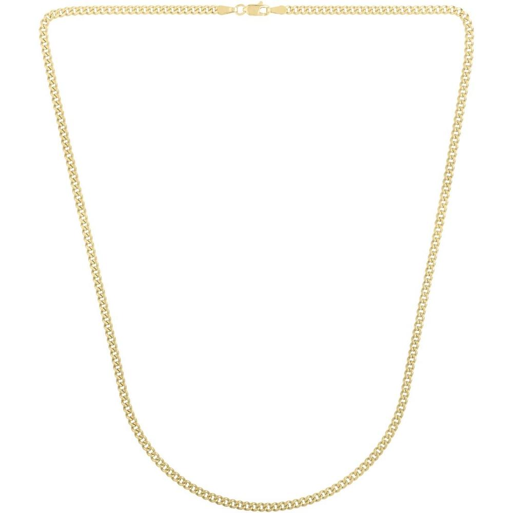 14K Yellow Gold 2.8mm Light Gourmette Chain Necklace - 20" Polished Baby Cuban Link with Lobster Clasp by Orozza Fine Jewelry