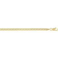 14K Yellow Gold 2.8mm Light Gourmette Chain Necklace - 20" Polished Baby Cuban Link with Lobster Clasp by Orozza Fine Jewelry
