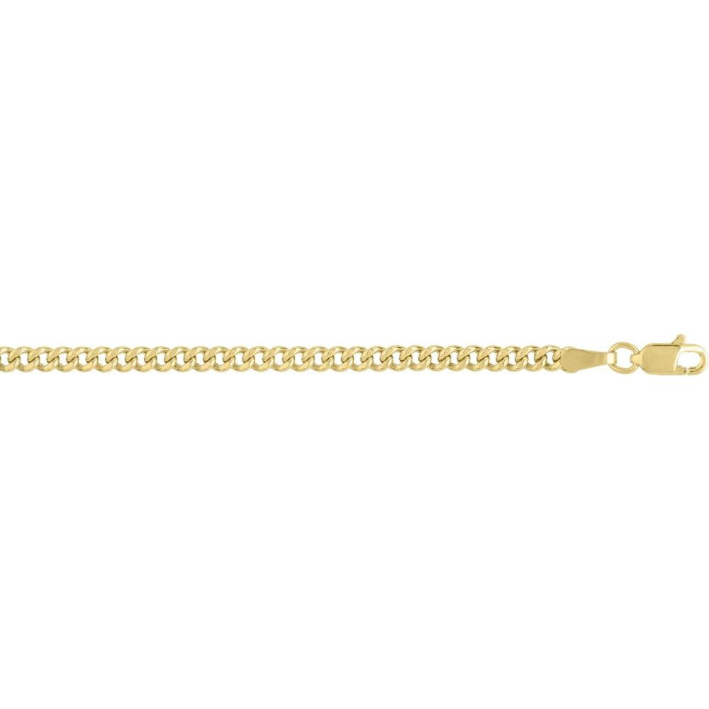 14K Yellow Gold 2.8mm Light Gourmette Chain Necklace - 20" Polished Baby Cuban Link with Lobster Clasp by Orozza Fine Jewelry