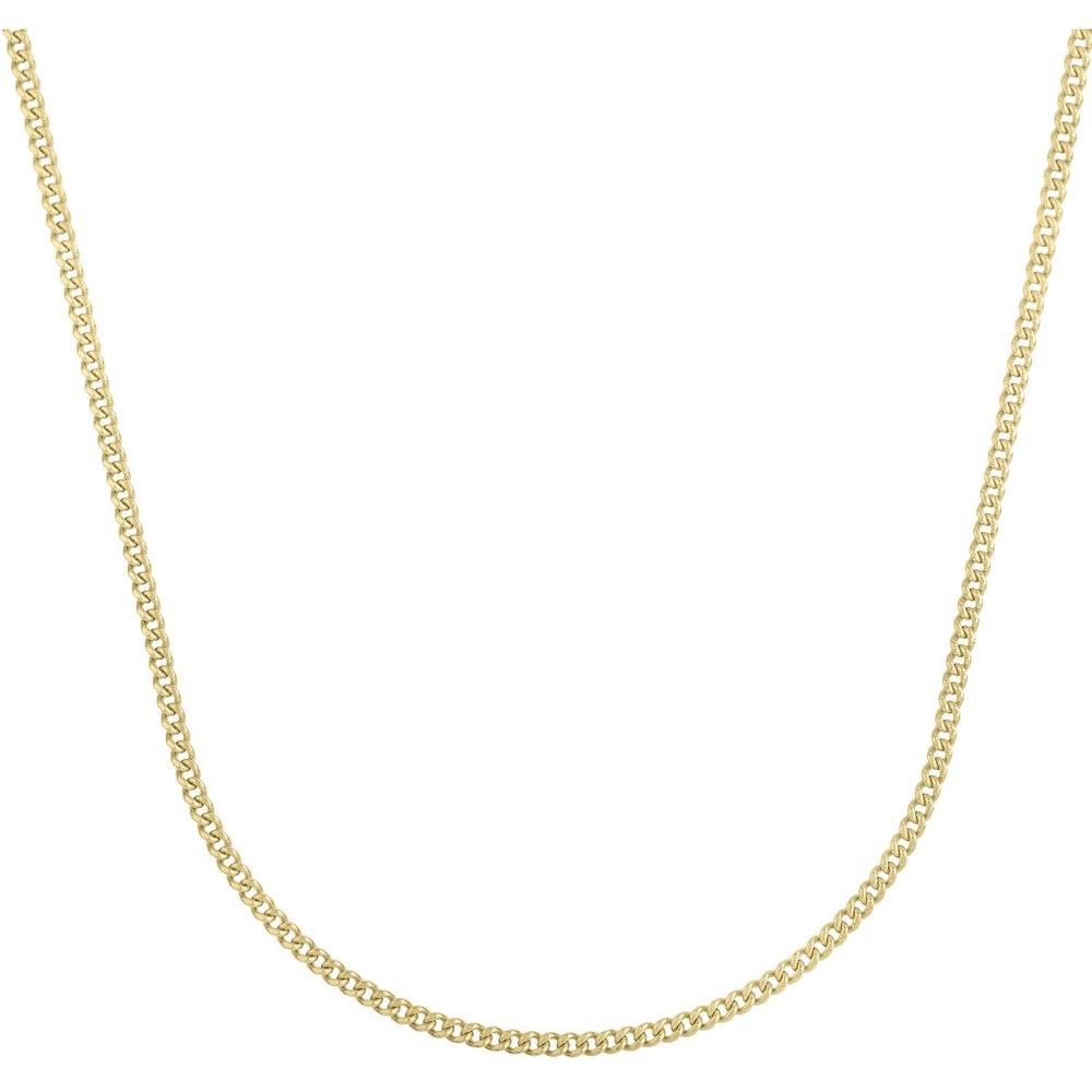 14K Yellow Gold 2.8mm Light Gourmette Chain Necklace - 20" Polished Baby Cuban Link with Lobster Clasp by Orozza Fine Jewelry