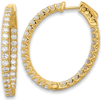 14K Yellow Gold 2.9 Carat In/Out Diamond Hoop Earrings - 58 Round Brilliant Diamonds by Oro Pregiato