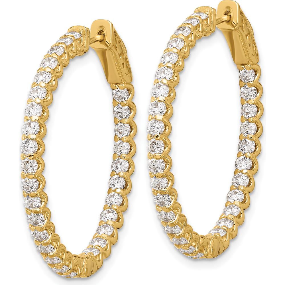 14K Yellow Gold 2.9 Carat In/Out Diamond Hoop Earrings - 58 Round Brilliant Diamonds by Oro Pregiato
