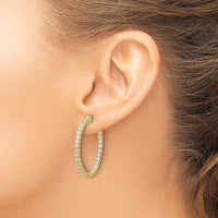 14K Yellow Gold 2.9 Carat In/Out Diamond Hoop Earrings - 58 Round Brilliant Diamonds by Oro Pregiato