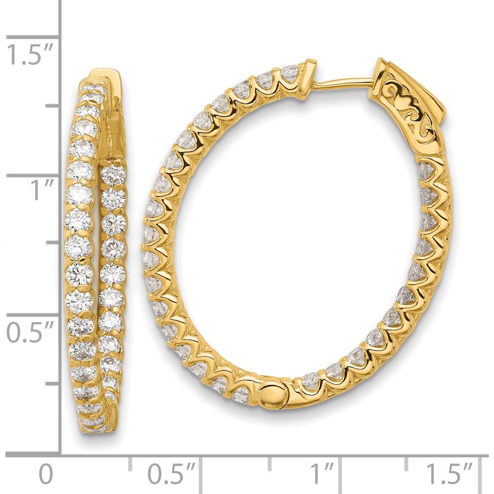 14K Yellow Gold 2.9 Carat In/Out Diamond Hoop Earrings - 58 Round Brilliant Diamonds by Oro Pregiato