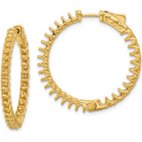 14K Yellow Gold 2.9 Carat In/Out Hoop Earrings with Safety Clasp by Oro Pregiato