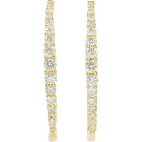 14K Yellow Gold 2 Carat Diamond Inside-Out Hoop Earrings - 1.25" Diameter