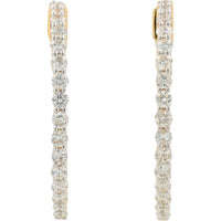 14K Yellow Gold 2 Carat Diamond Inside - Out Medium Hoop Earrings - 2.00 Carat Total Diamond Weight