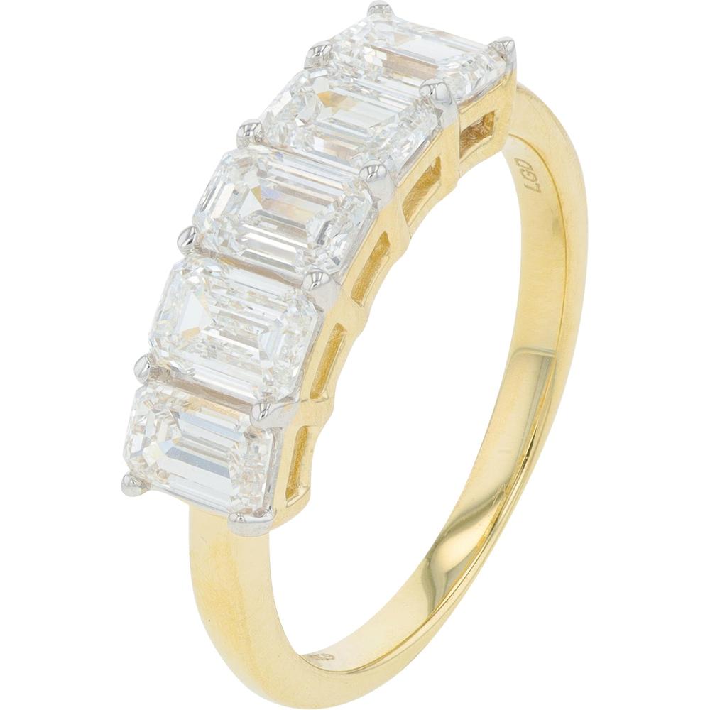 14K Yellow Gold 2 Carat Lab Grown Diamond Band - Emerald Cut Prong Set