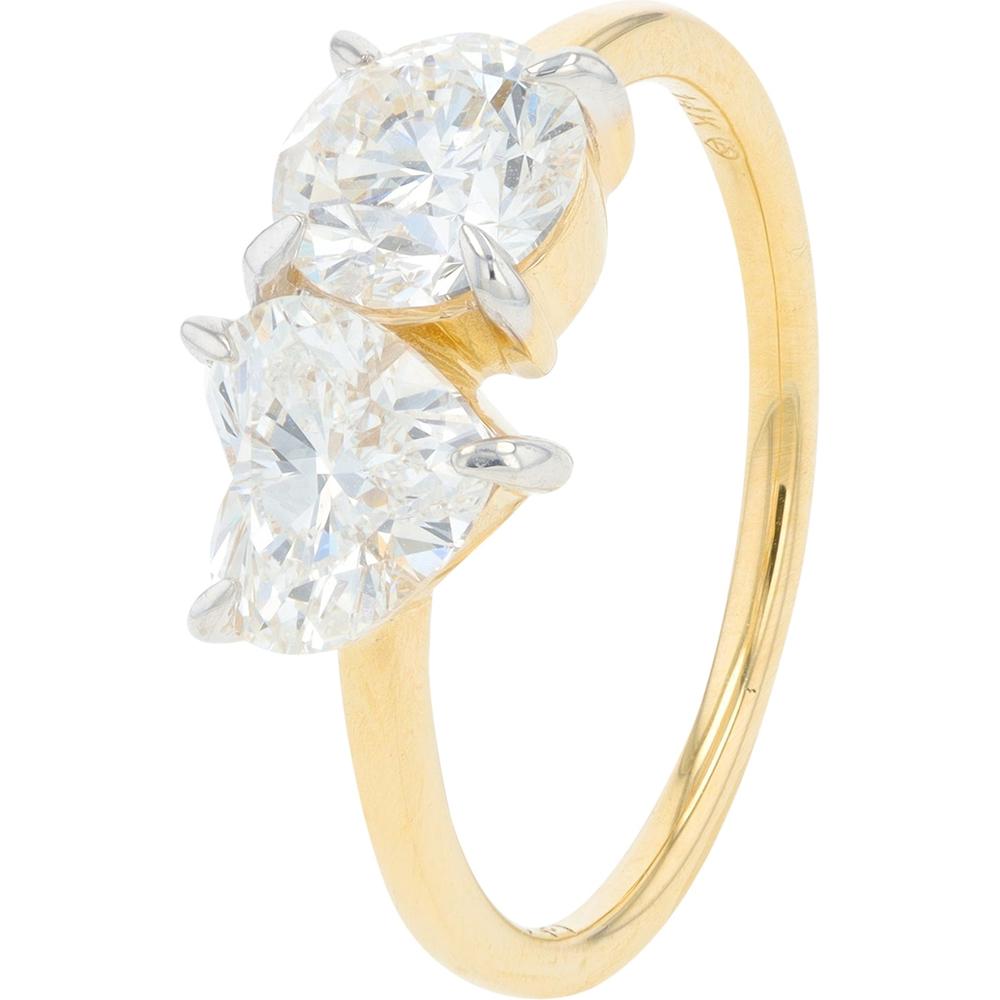 14K Yellow Gold 2 Carat Lab Grown Diamond Round & Heart Engagement Ring