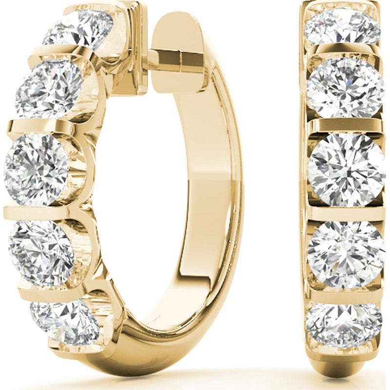 14K Yellow Gold 2 Carat Total Weight Lab Diamond Hoop Earrings by Robinson's Jewelers