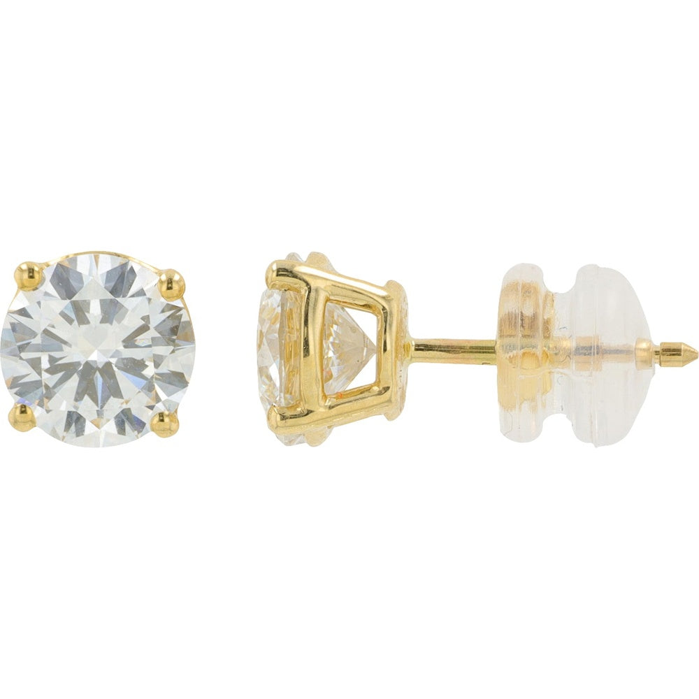 14K Yellow Gold 2 Carat Total Weight Lab Grown Diamond Stud Earrings with Four-Prong Set Round Brilliant Cut Diamonds - G Color VS1/VS2 Clarity
