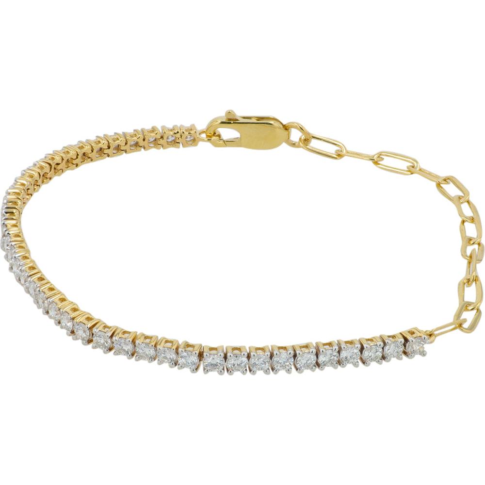 14K Yellow Gold 2 Carat Total Weight Lab Grown Diamond Tennis Bracelet