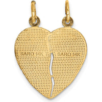 14K Yellow Gold 2-Piece Break-apart Diamond-Cut Heart Charm - "FROM MY HEART DIRECT TO YOURS" by Oro Pregiato
