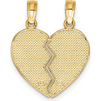 14K Yellow Gold 2-Piece Break-Apart "God Keep Watch Between Thee and Me" Heart Charm by Oro Pregiato