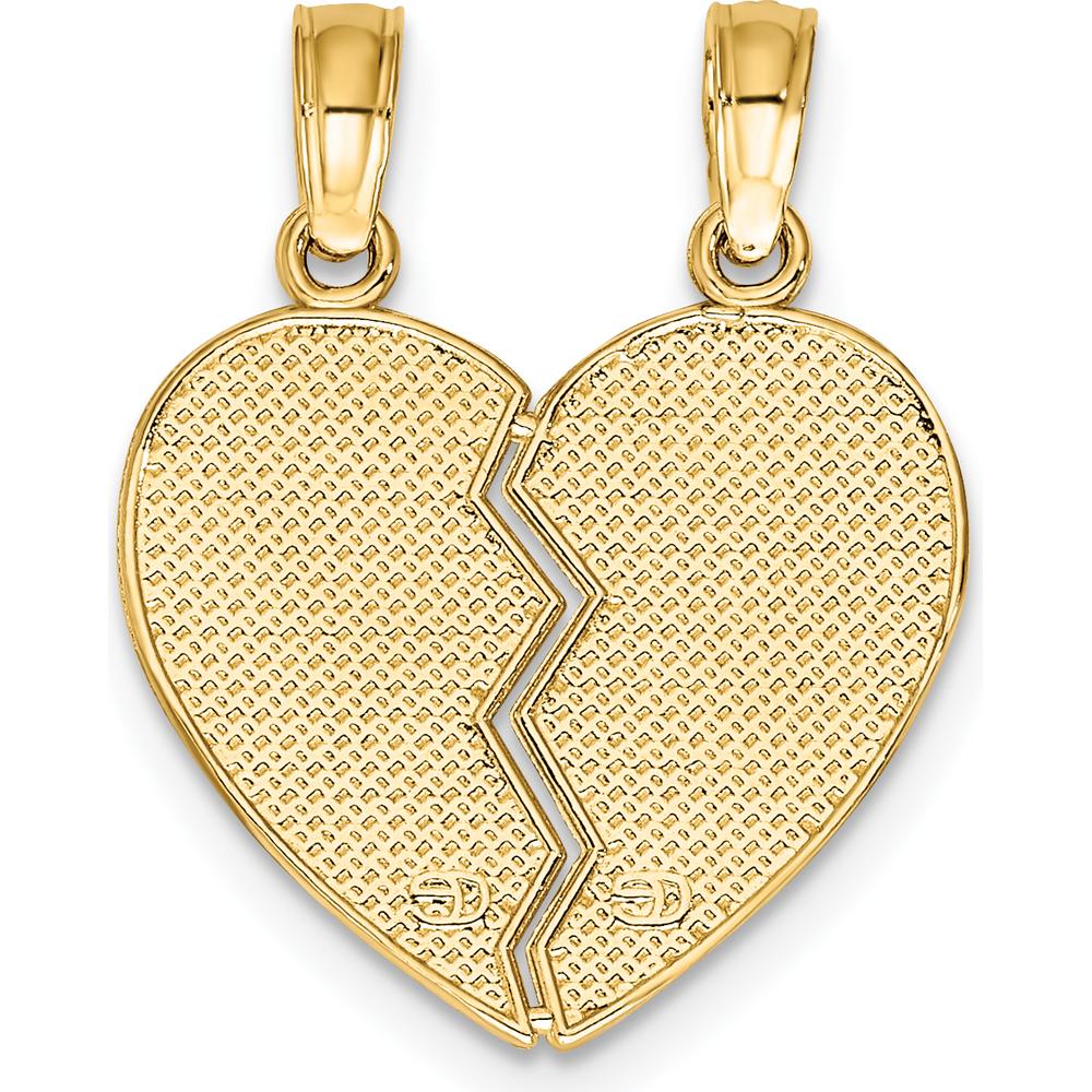 14K Yellow Gold 2-Piece Break-Apart "God Keep Watch Between Thee and Me" Heart Charm by Oro Pregiato
