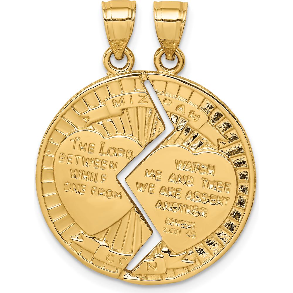14K Yellow Gold 2-Piece Break-apart MIZPAH Pendant with Polished Finish by Oro Pregiato