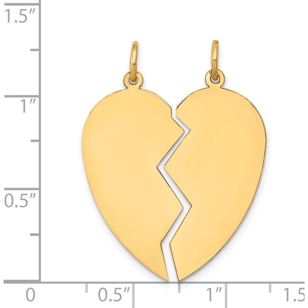 14K Yellow Gold 2-Piece Engravable Heart Charm Set - 33mm Length by Oro Pregiato