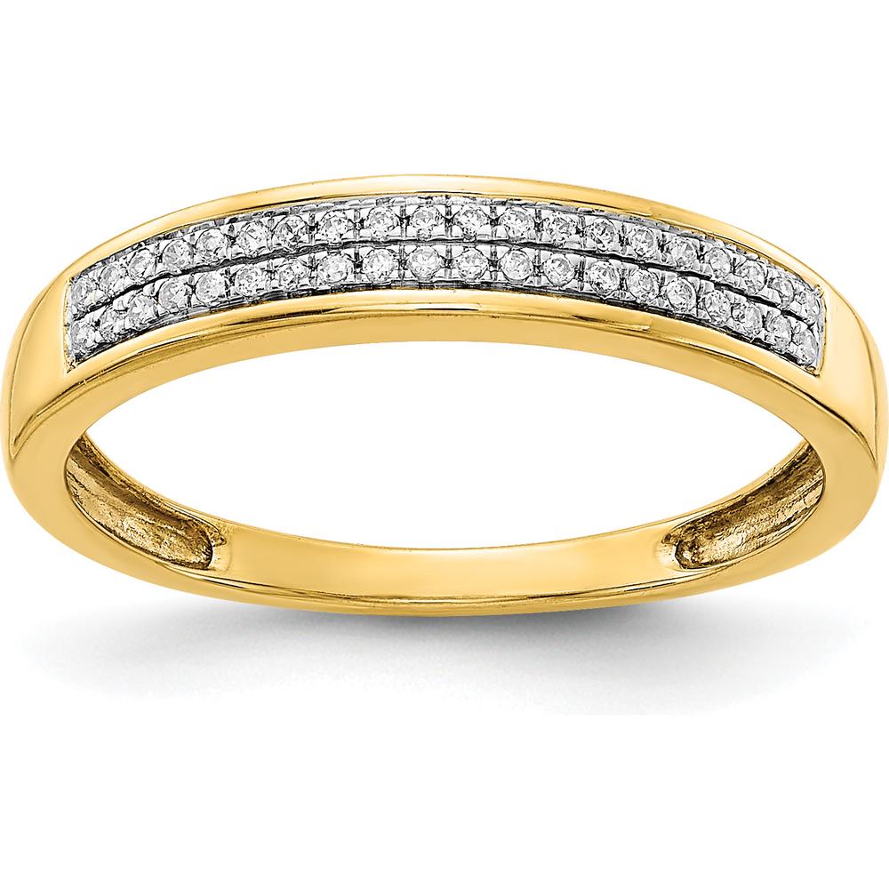 14K Yellow Gold 2-Row Diamond Band with 0.12 Carat Round Diamonds by 0