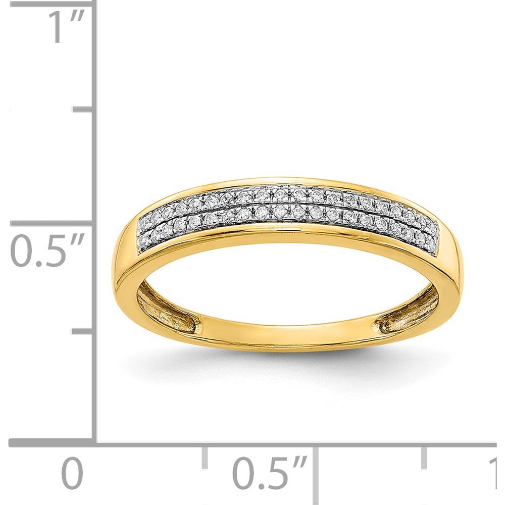 14K Yellow Gold 2-Row Diamond Band with 0.12 Carat Round Diamonds by 0