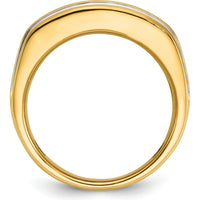 14K Yellow Gold 2-Row Diamond Band with Grooved Design - 2.00 Carats Total Diamond Weight by IBGoodman