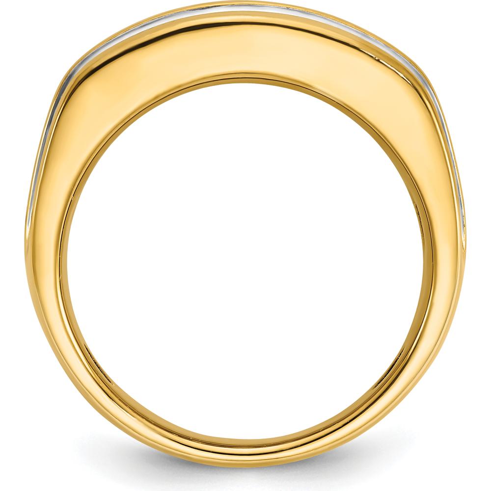 14K Yellow Gold 2-Row Diamond Band with Grooved Design - 2.00 Carats Total Diamond Weight by IBGoodman
