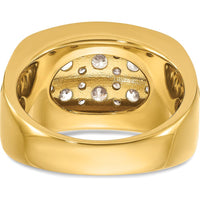 14K Yellow Gold 2-Row Diamond Band with Grooved Design - 2.00 Carats Total Diamond Weight by IBGoodman