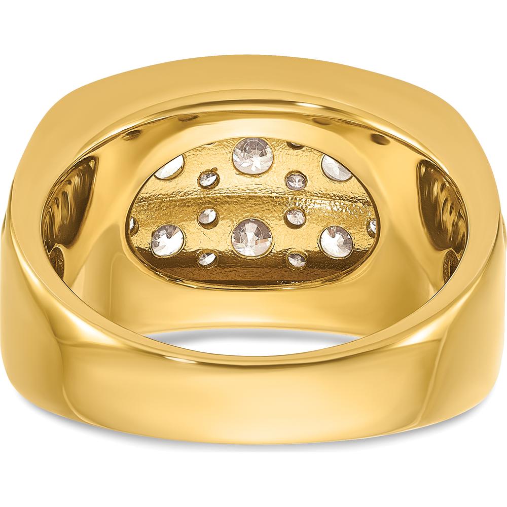 14K Yellow Gold 2-Row Diamond Band with Grooved Design - 2.00 Carats Total Diamond Weight by IBGoodman
