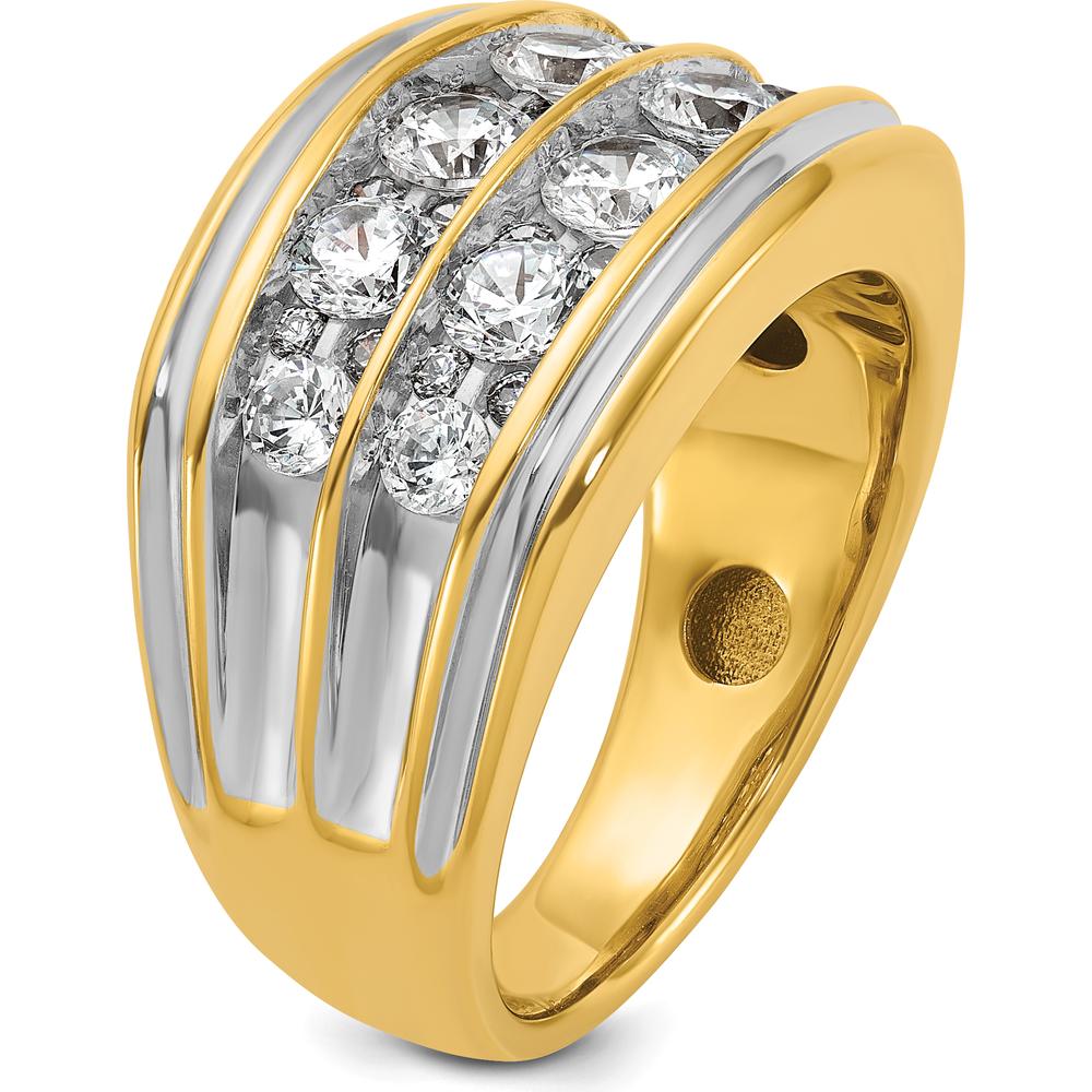 14K Yellow Gold 2-Row Diamond Band with Grooved Design - 2.00 Carats Total Diamond Weight by IBGoodman