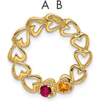 14K Yellow Gold 2-Stone Family Pendant Mounting - 19mm Length, Heart Design by Oro Pregiato