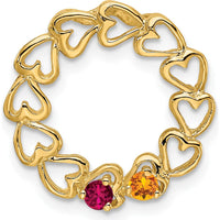 14K Yellow Gold 2-Stone Family Pendant Mounting - 19mm Length, Heart Design by Oro Pregiato