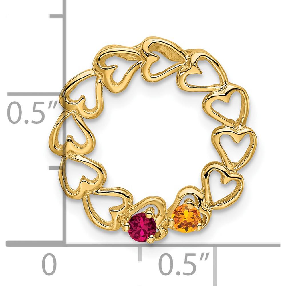 14K Yellow Gold 2-Stone Family Pendant Mounting - 19mm Length, Heart Design by Oro Pregiato