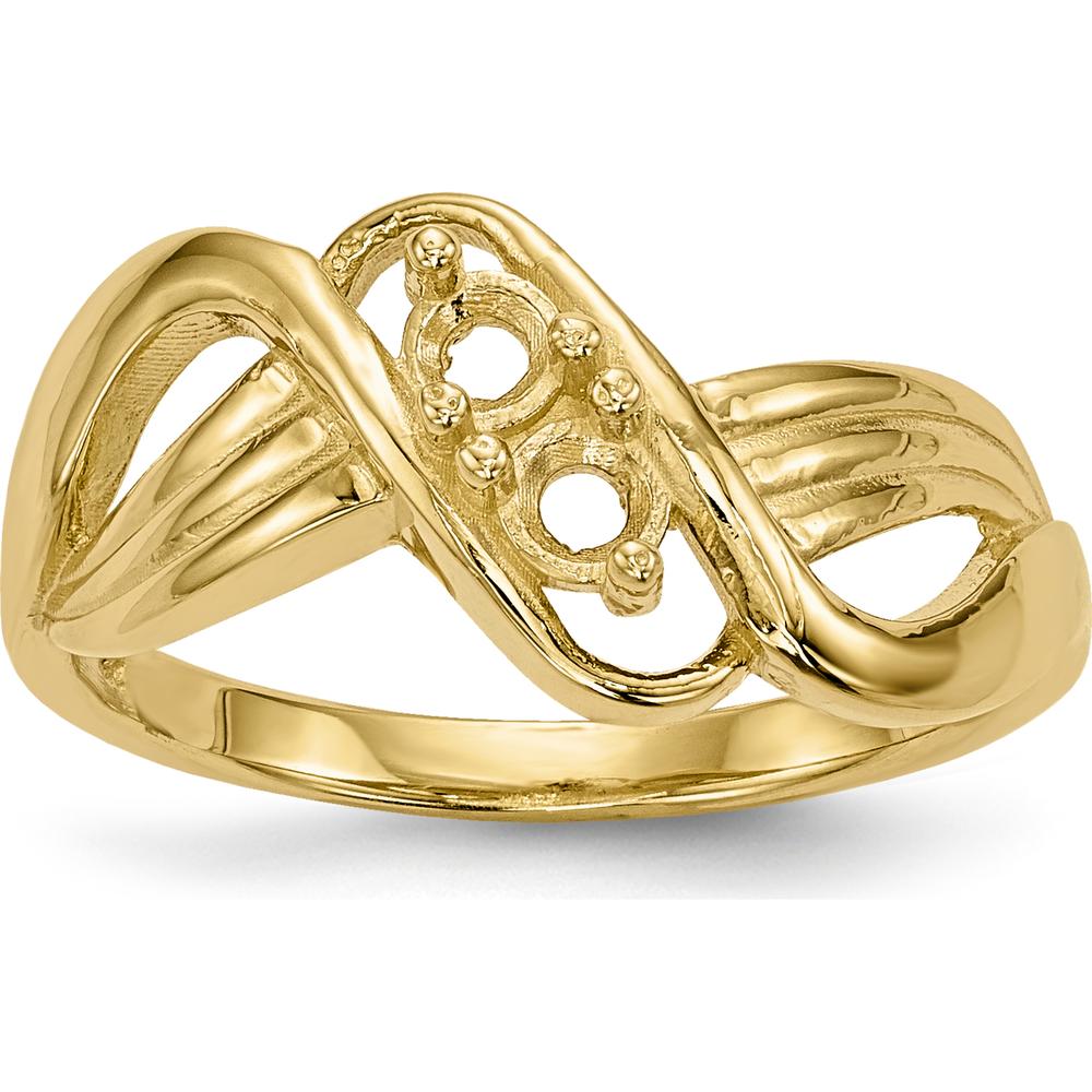 14K Yellow Gold 2-Stone Mother's Ring Mounting by Monteluci Fine Jewelry