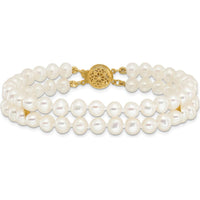 14K Yellow Gold 2-Strand Freshwater Cultured Pearl Bracelet - 7.5" Length by Monteluci Fine Jewelry
