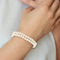14K Yellow Gold 2-Strand Freshwater Cultured Pearl Bracelet - 7.5" Length by Monteluci Fine Jewelry