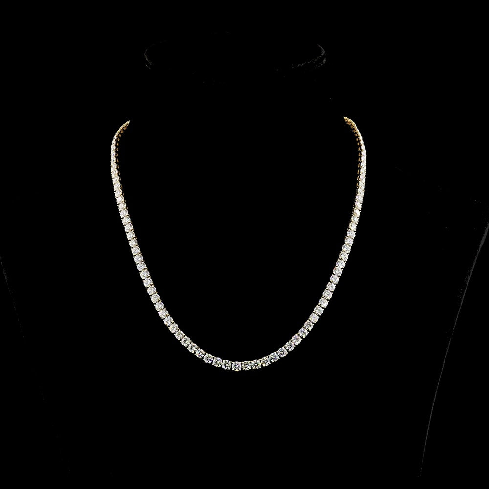 14K Yellow Gold 20.07 Carat Tennis Necklace with 110 Prong Set Brilliant Cut Lab Diamonds - E-F Color, VS Clarity - Covaloro Fine Jewelry