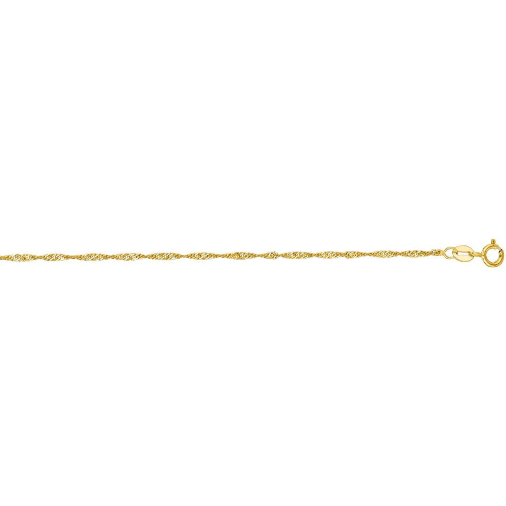 14K Yellow Gold 20" 1.3mm Diamond-Cut Singapore Chain by Orozza Fine Jewelry