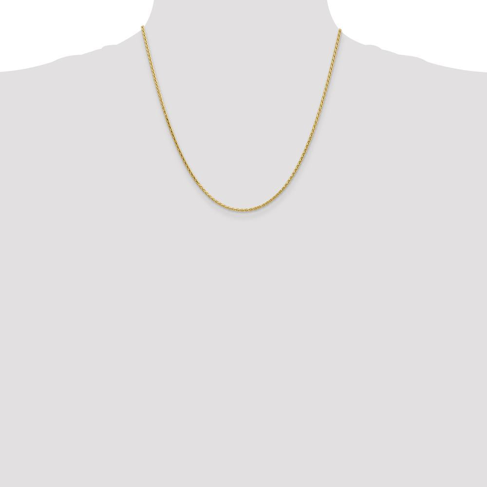 14K Yellow Gold 20" 1.9mm Diamond-Cut Parisian Wheat Chain with Lobster Clasp by Oro Pregiato