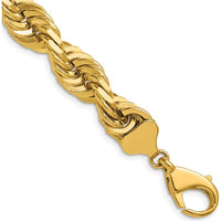 14K Yellow Gold 20" 10mm Diamond-Cut Rope Chain with Fancy Lobster Clasp