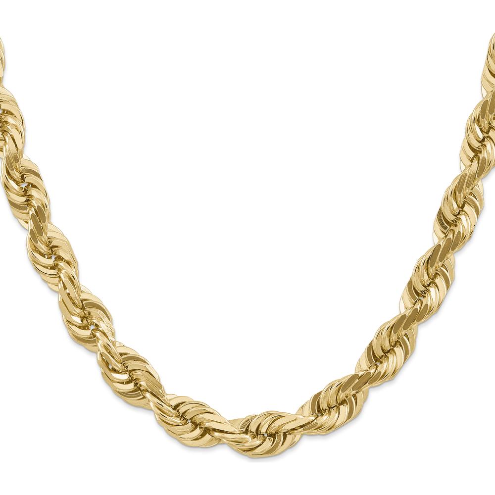14K Yellow Gold 20" 10mm Diamond-Cut Rope Chain with Fancy Lobster Clasp