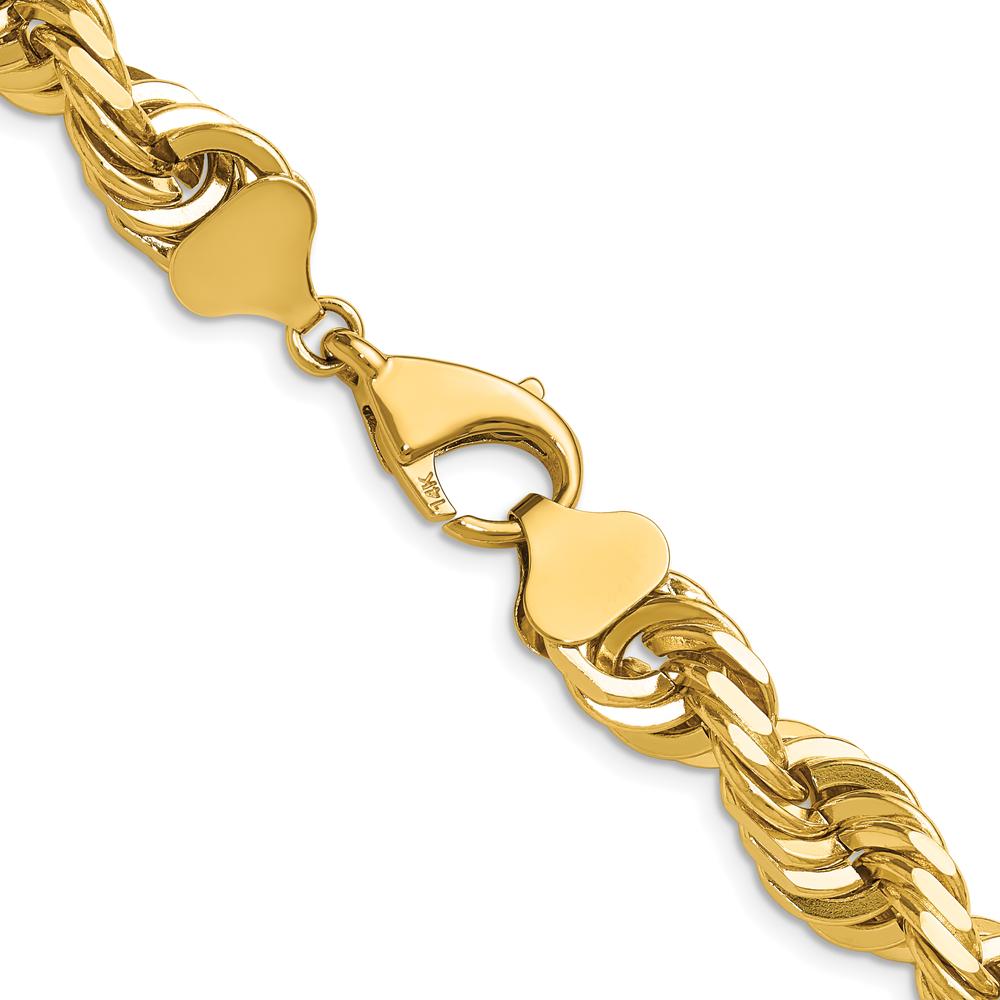 14K Yellow Gold 20" 10mm Diamond-Cut Rope Chain with Fancy Lobster Clasp